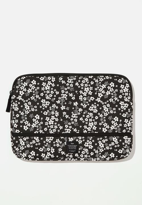 Typo - Take me away 13 inch laptop case cvs-messy ditsy black white