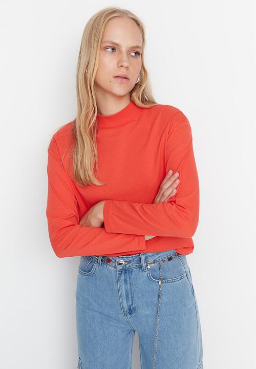 Trendyol - Fitted long sleeve basic top - orange