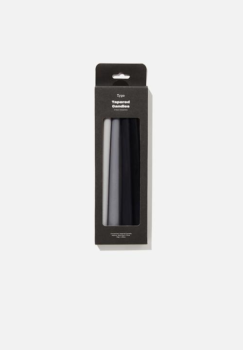 Typo - 4 Pack tapered candles - black
