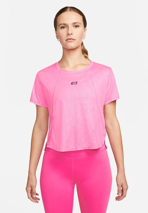 Nike - W nk df ic one ss top ce aop - pinksicle & burgundy crush