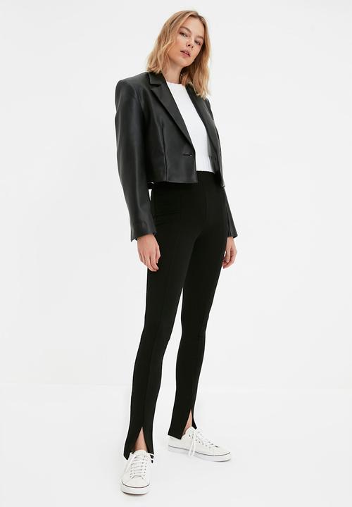 Trendyol - Slit detail knit tall trousers - black