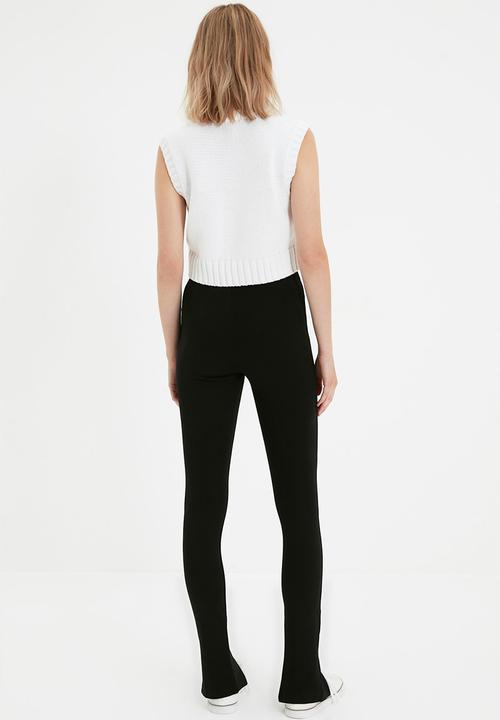 Trendyol - Slit detail knit tall trousers - black