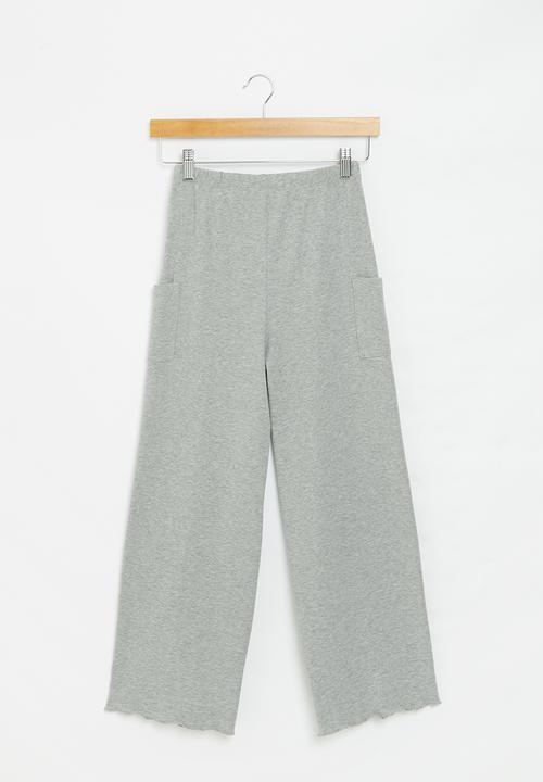 Superbalist - Wide leg rib pant - grey melange