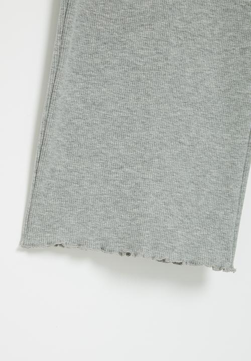 Superbalist - Wide leg rib pant - grey melange