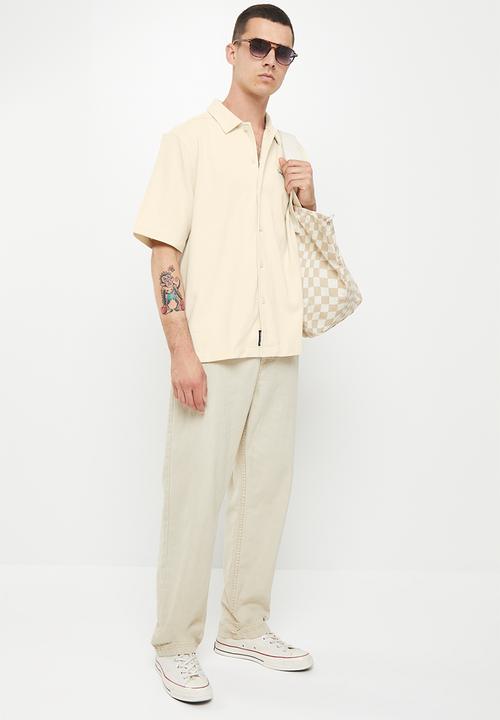 Calvin Klein - Institutional knitted short sleeve shirt - eggshell