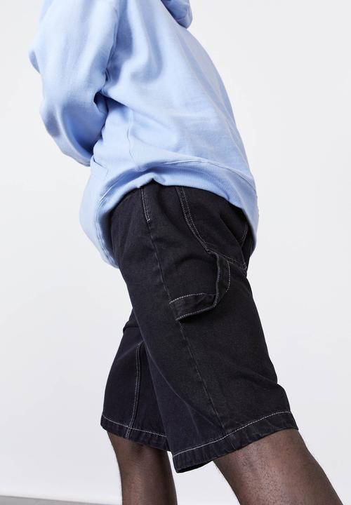 Factorie - Baggy denim short - black