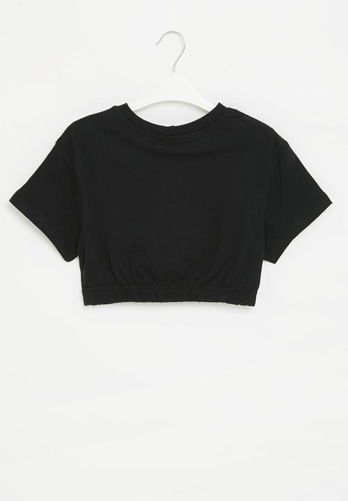 Superbalist - Crop top with elasticated hem - black