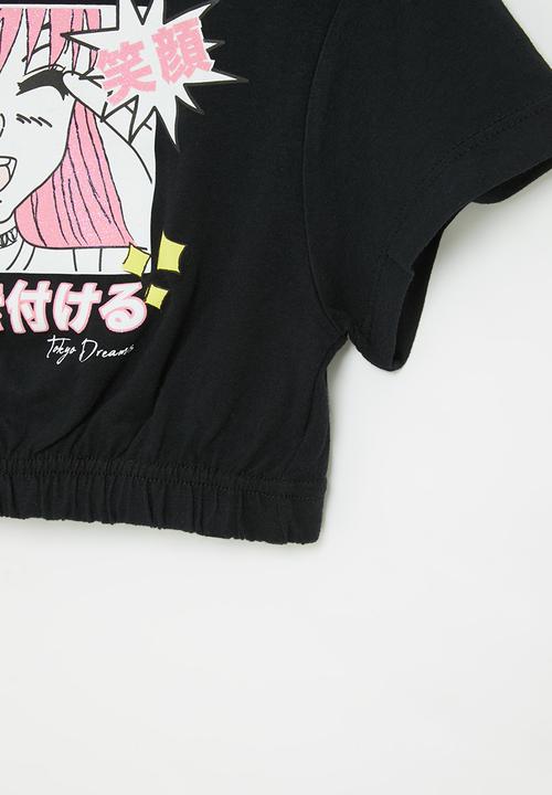 Superbalist - Crop top with elasticated hem - black