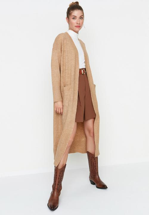 Trendyol - Long knit cardigan - camel