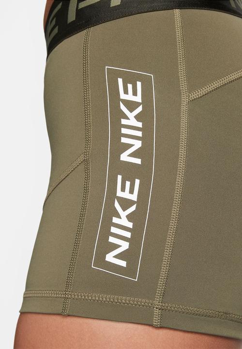 Nike - W np df mr 3in grx short - medium olive/sequoia/white