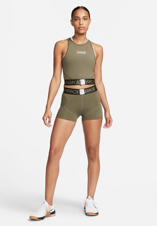 Nike - W np df mr 3in grx short - medium olive/sequoia/white