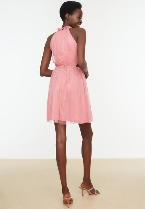 Trendyol - Cut out detail tulle dress - rose