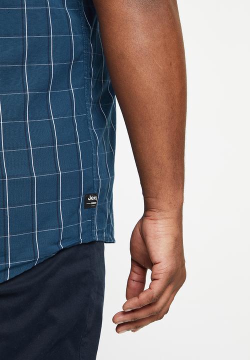 JEEP - Plus short sleeve yarn dyed check - navy