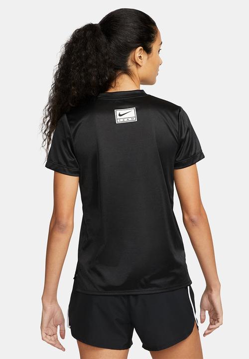 Nike - W nk df swoosh run ss top - black & white
