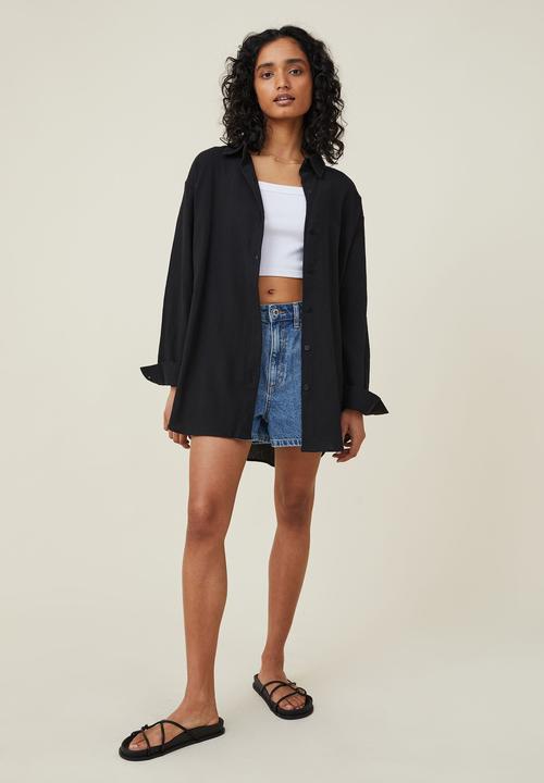 Cotton On - Airley oversized summer shirt - black