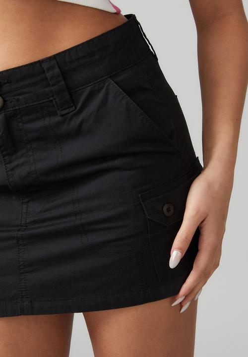 Factorie - Micro mini cargo skirt - black