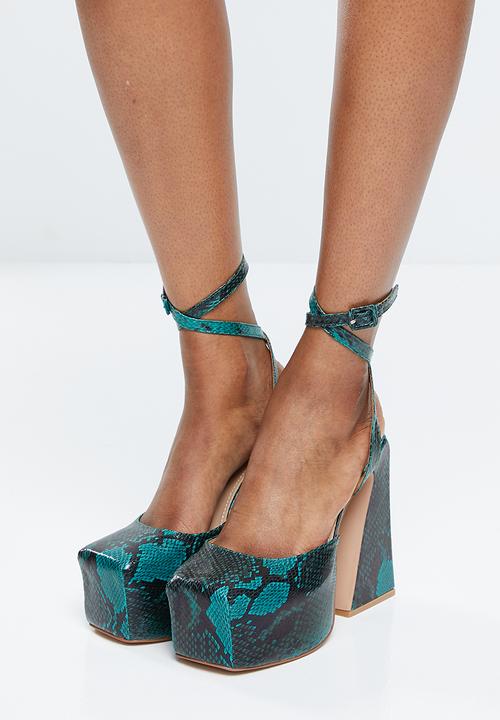 SIMMI London - Adley-2 platform block heel - green snake