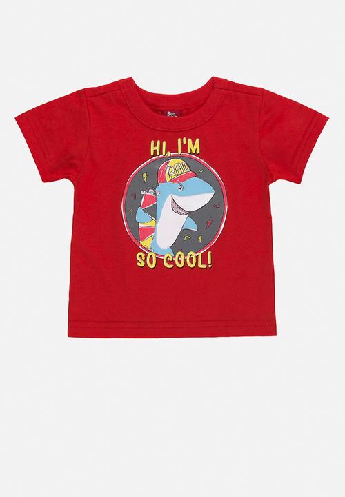 Bee Loop - Jersey tee and shorts set - red & charcoal 