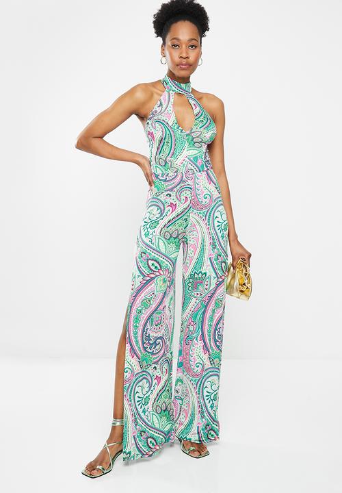 SISSY BOY - Creating myself: jumpsuit with side seam leg openings - multi turquoise