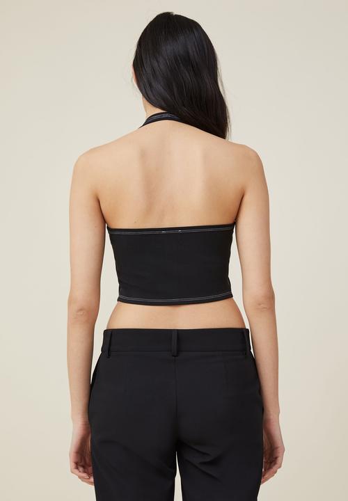 Cotton On - Clarke corset halter top - black