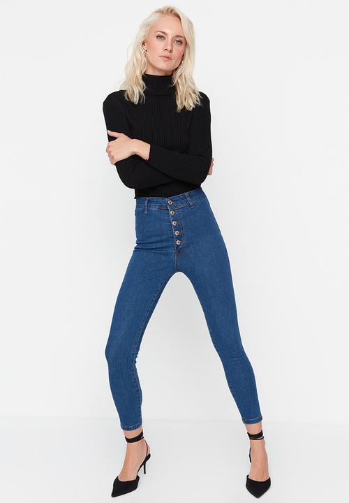 Trendyol - High waist buttoned jegging jeans - blue