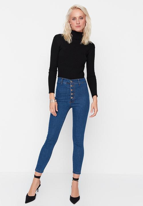 Trendyol - High waist buttoned jegging jeans - blue