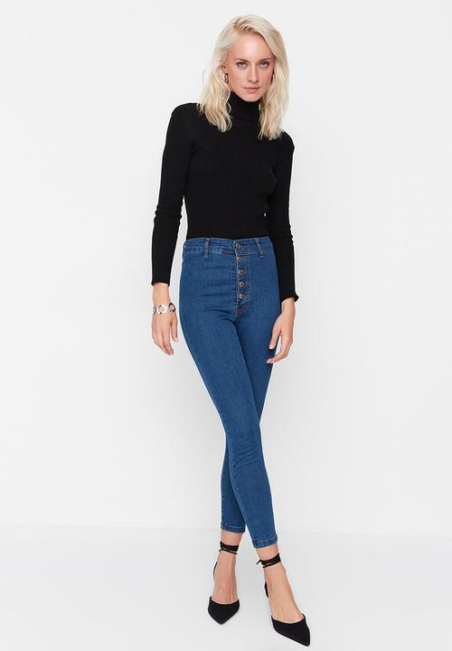 Trendyol - High waist buttoned jegging jeans - blue