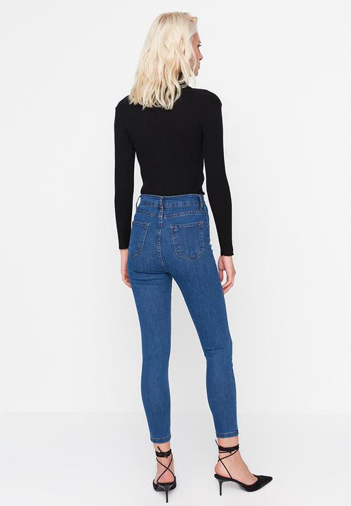 Trendyol - High waist buttoned jegging jeans - blue