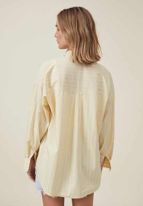 Cotton On - Dad shirt - pale yellow stripe