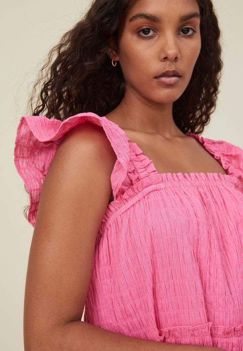 Cotton On - Farrah tiered mini dress - fun pink