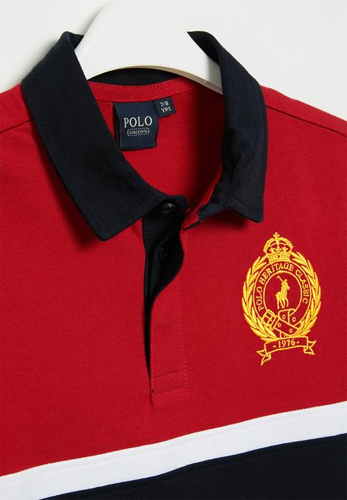 POLO - Boys crested short sleeve golfer - red