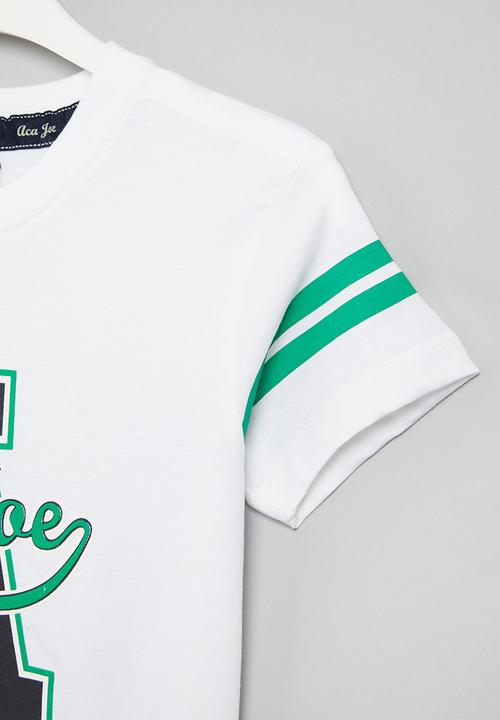Aca Joe - Girls aca joe baseball print jersey tee - white