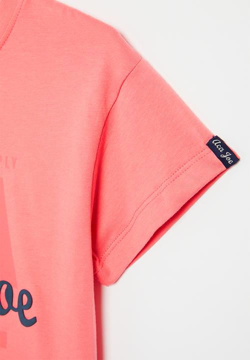 Aca Joe - Girls aca joe jersey  tee - sunkissed pink