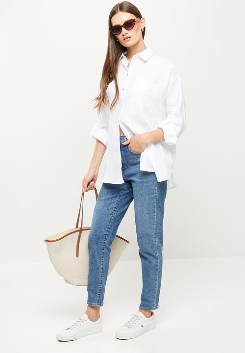 POLO - Maisie long sleeve linen shirt - white