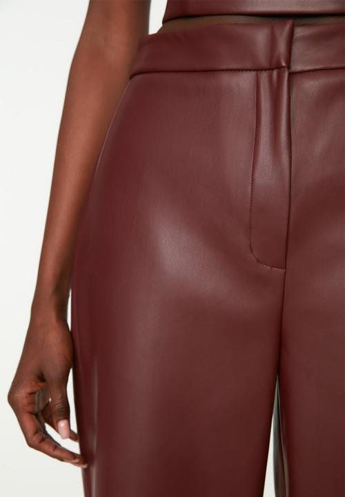 Trendyol - Faux leather pants - burgundy