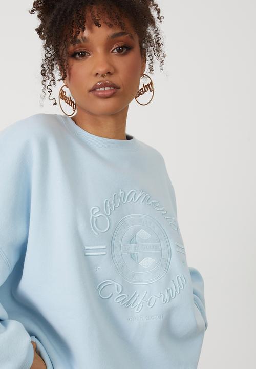 Factorie - Slouchy premium graphic crew - paris blue & sacremento