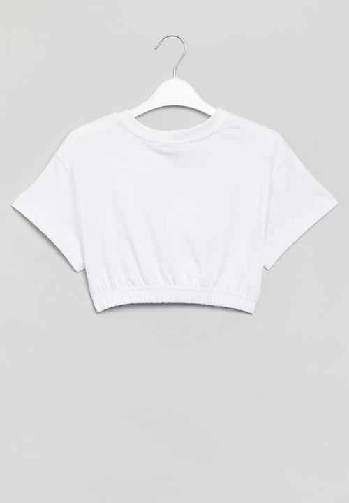 Superbalist - Crop top with elasticated hem - white