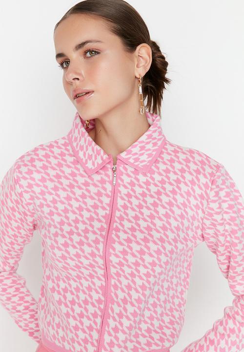 Trendyol - Zippered knit cardigan - pink