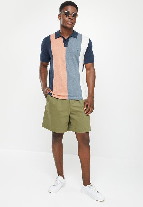 POLO - Men vertical knit stripe golfer - navy