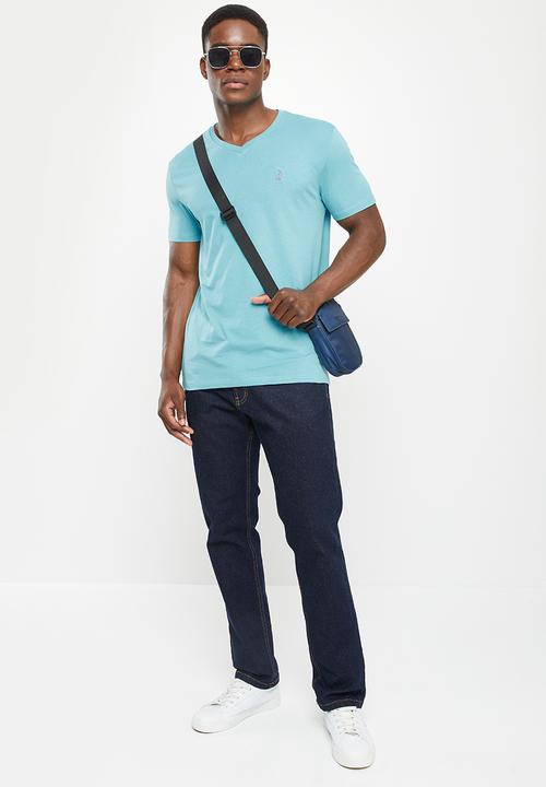 POLO - Men vneck tee  - aqua