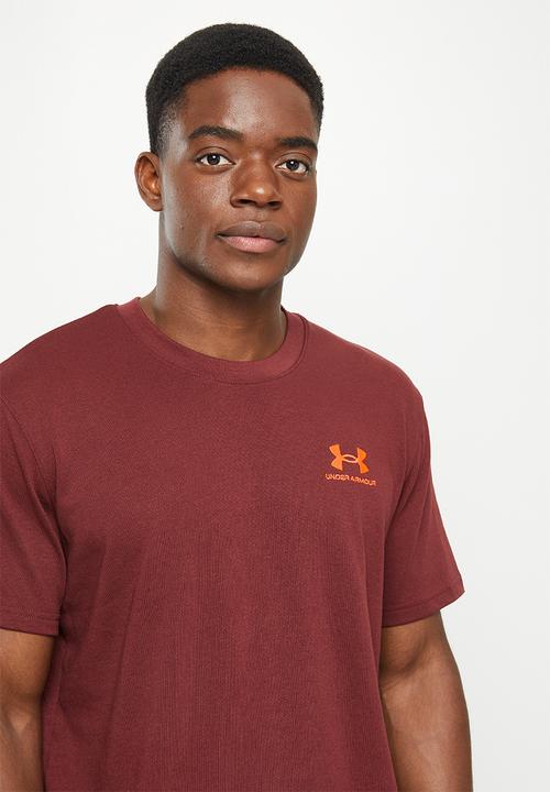 Under Armour - UA logo emb heavyweight short sleeve T-shirt - chestnut red