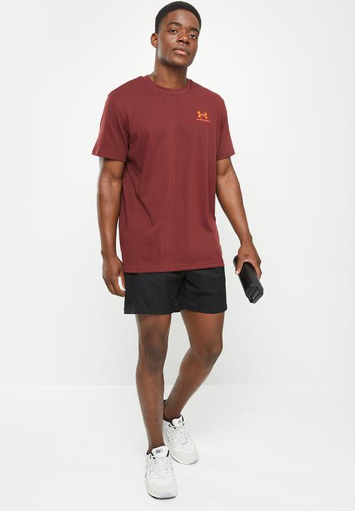 Under Armour - UA logo emb heavyweight short sleeve T-shirt - chestnut red