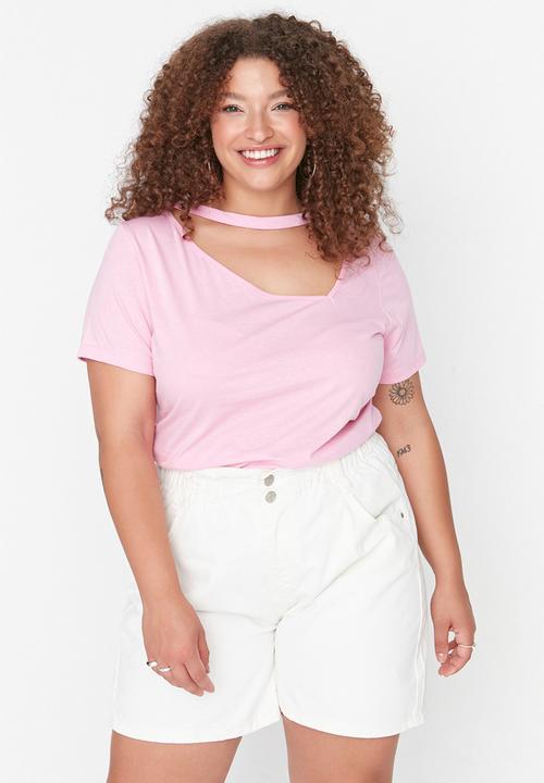 Trendyol - Plus cut out detail top - pink
