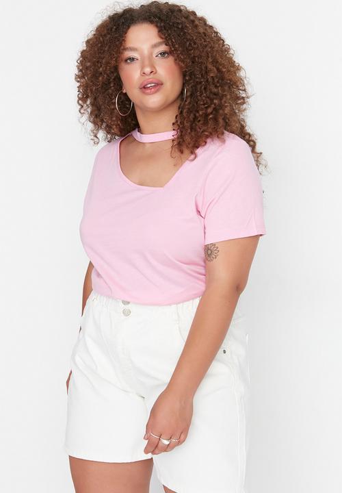 Trendyol - Plus cut out detail top - pink