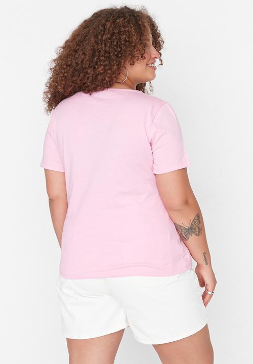 Trendyol - Plus cut out detail top - pink