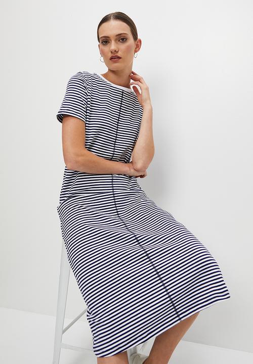 edit - Stripe tee dress - navy stripe