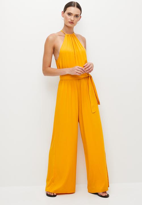 edit - Ruched neck later jumpsuit - marigold