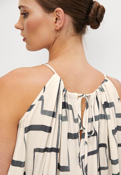 edit - Halter swing hem midi dress - stone based linear