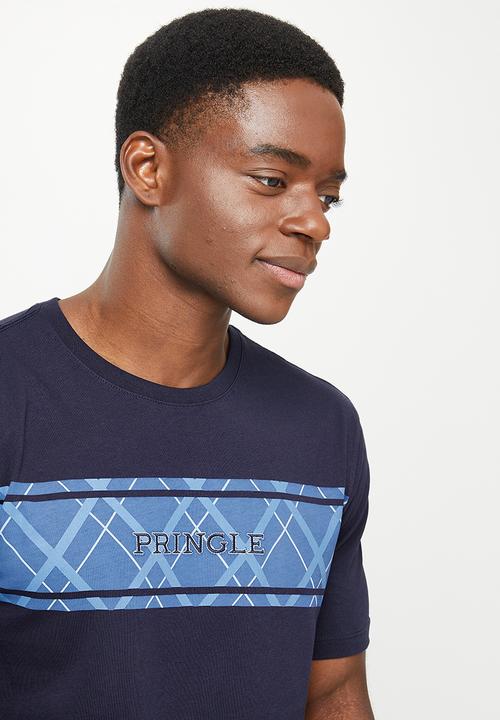 Pringle of Scotland - Short sleeve argyle printed tee - navy