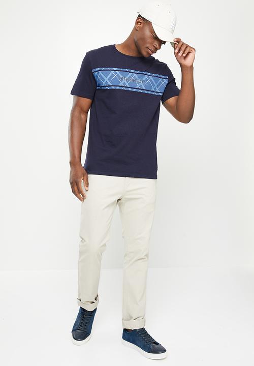 Pringle of Scotland - Short sleeve argyle printed tee - navy